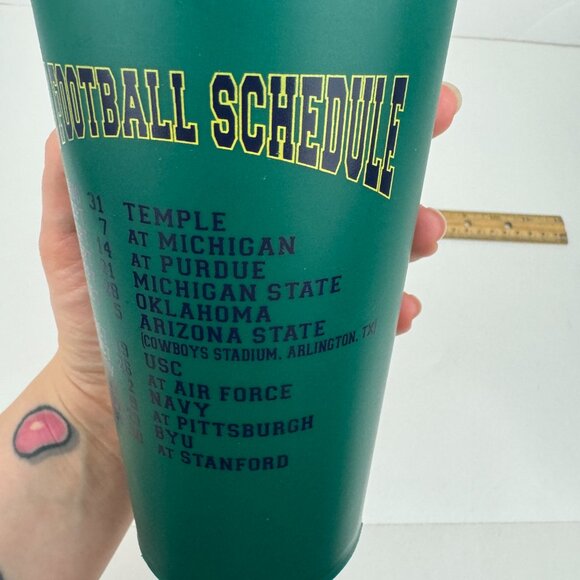 Plastic 2013 Green Notre Dame Football Fighting Irish Drinking Cup w Schedule - Picture 6 of 12